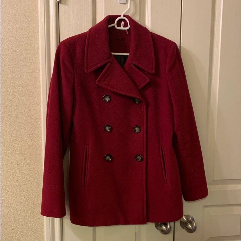 Calvin Klein Red Peacoat